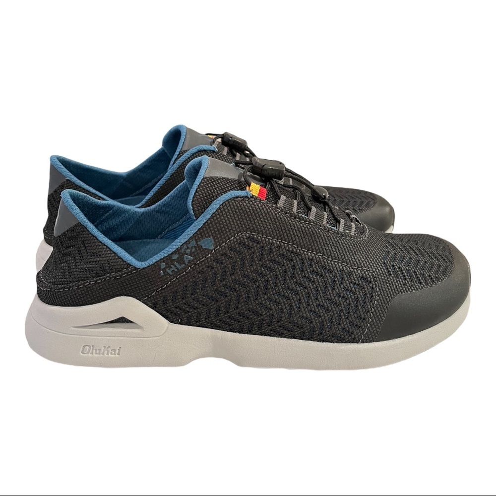 NWT OluKai Inana Black/Blue Mesh Athletic Mens Sneakers